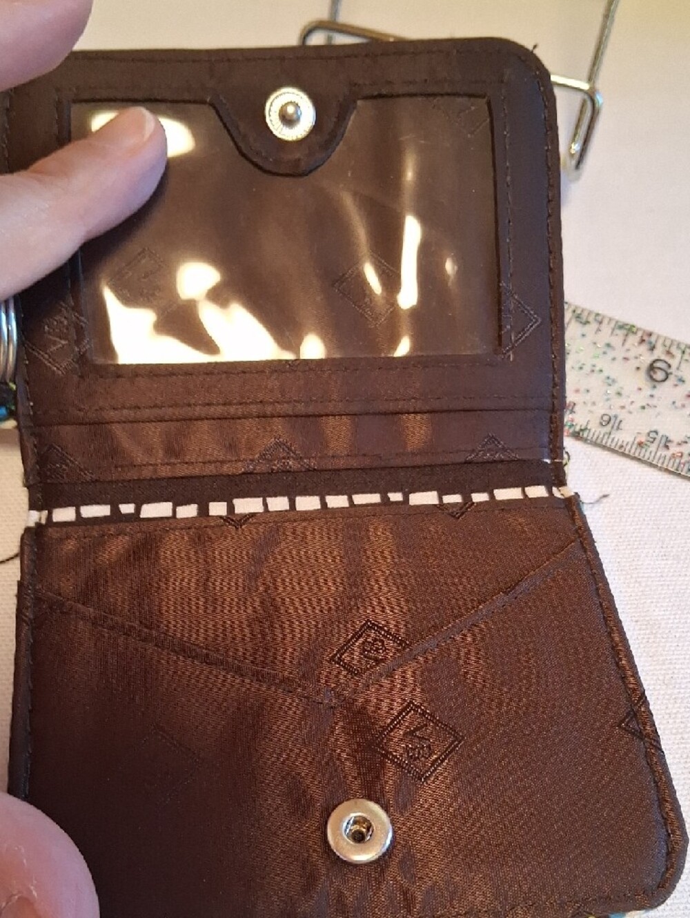 Vera Bradley Teal Green Geo Quilted Coin Wallet - Picture 3 of 6